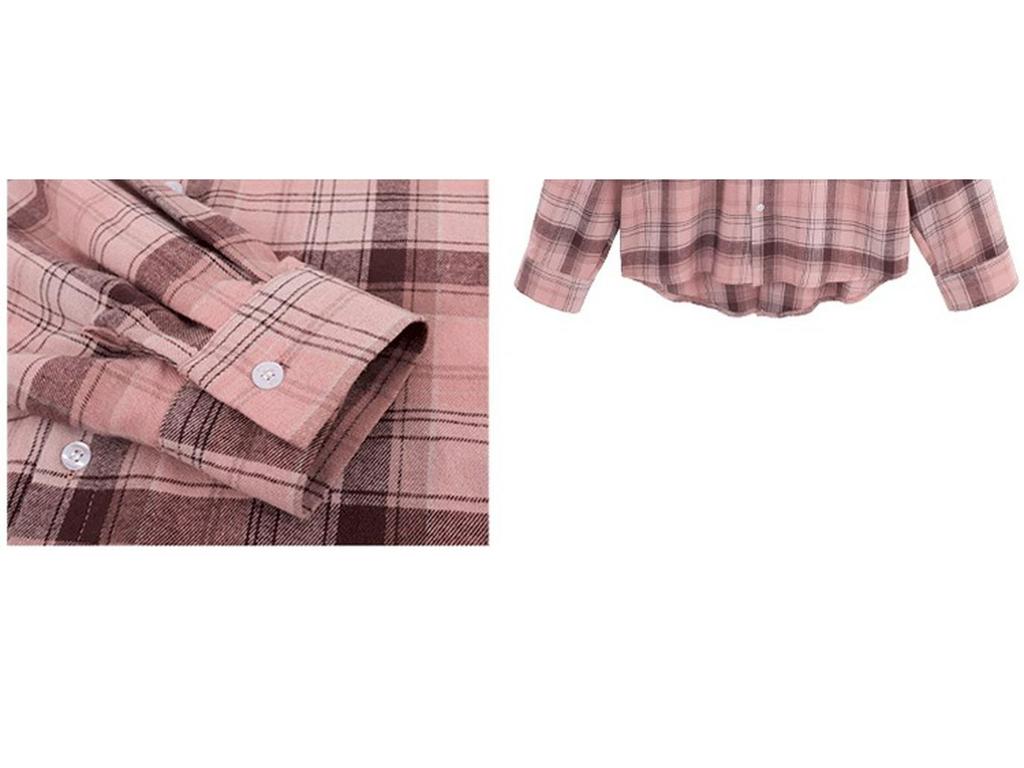 Women's Pink Plaid Polo Collar Shirt Jacket - 2024 Summer, Mid-Length, Sun Protection, Long Sleeve Top