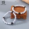 Lava Rock Beaded Bracelet for Men Women Natural Stone Elastic Wristband Gold Color Spacer Beads Jewelry Ideal for Yoga Gifts