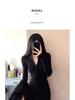 Black Fleece-Lined Hip-Hugging Skirt for Petite Figures - Sexy, Thickened Autumn/Winter Mini Dress