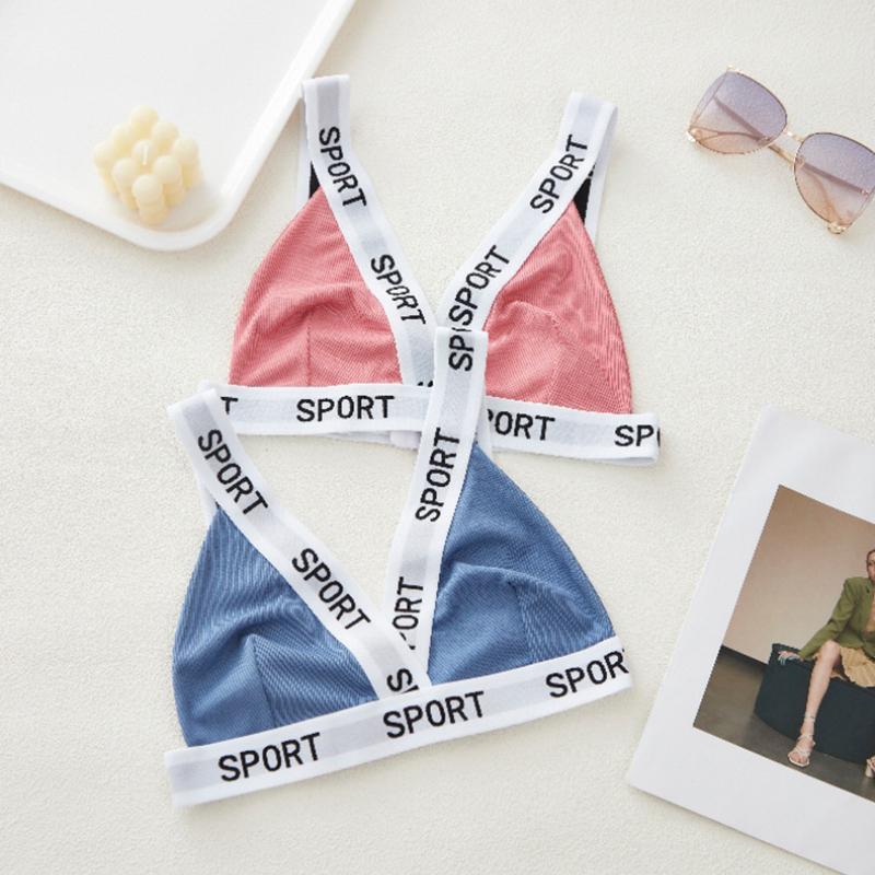 Sports Letter Underwear Bra Wrapped Chest Triangle Cup Tube Top Vest Sports Bra