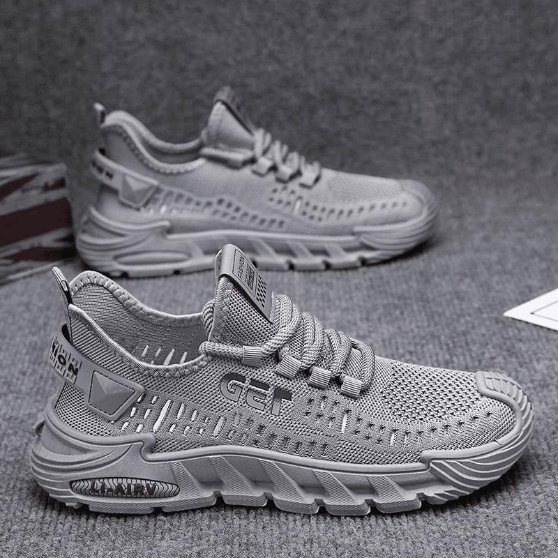 Flying woven mesh men's shoes are light, breathable and comfortable running shoes, outdoor travel soft sole soft surface trendy casual shoes