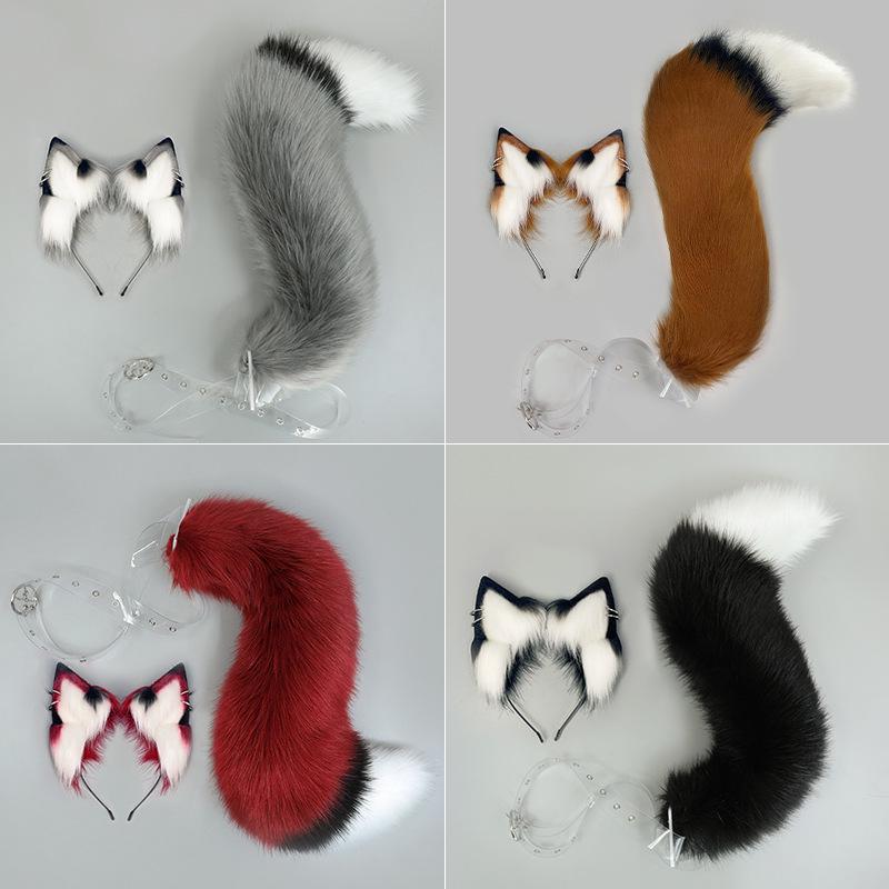 Fox Ears & Tail Cosplay Set - Halloween Beast Yokai Headband & Plush Accessory