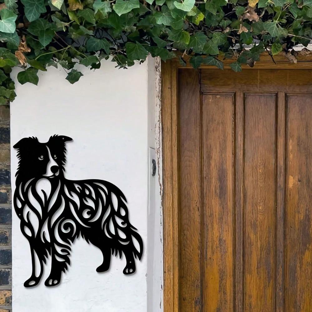 German Shepherd Metal Wall Art Black and White Indoor Outdoor Decor with Base Dog Lover Gift Garden Patio Home Decor Iron Craft