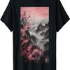 Japan Sakura Garden Mountains And Cherry Blossoms Woodblock T-Shirt(42)