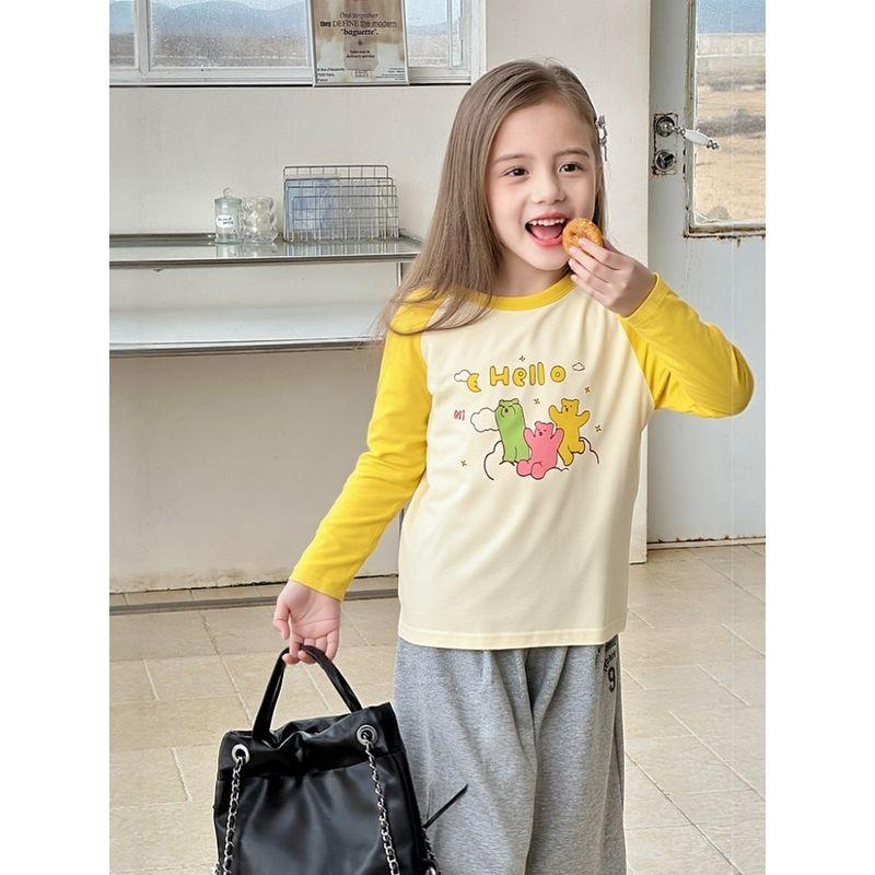 Brand Export Children's Clothing Pure Cotton Cartoon Print Long-Sleeve T-Shirt Girls' Base Shirt Autumn Baby Clothes Ins