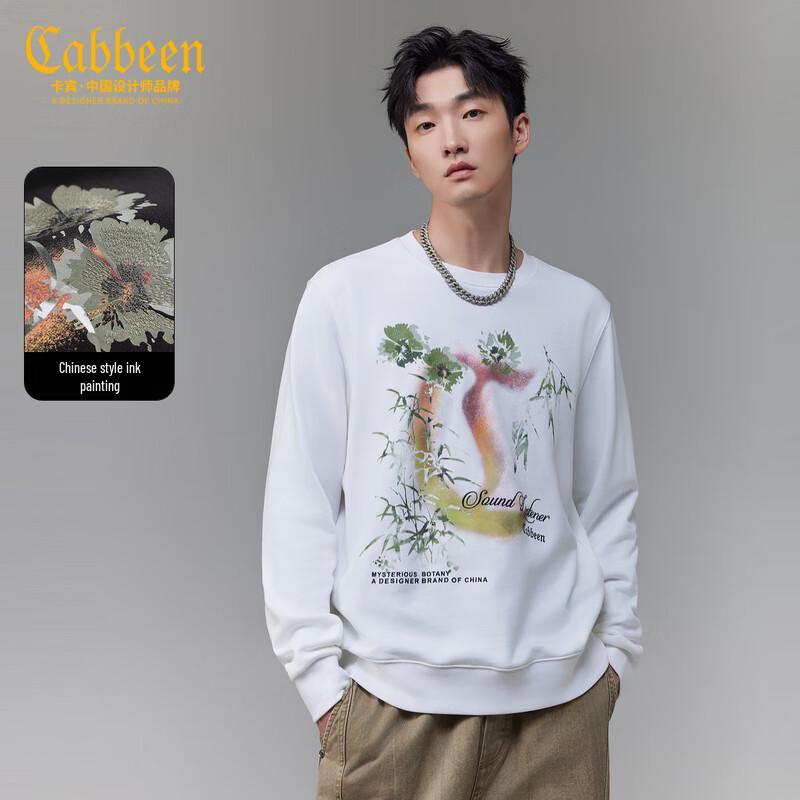 

Cabbeen Men s 340G Cotton Ink Wash Print Long Sleeve Sweatshirt S