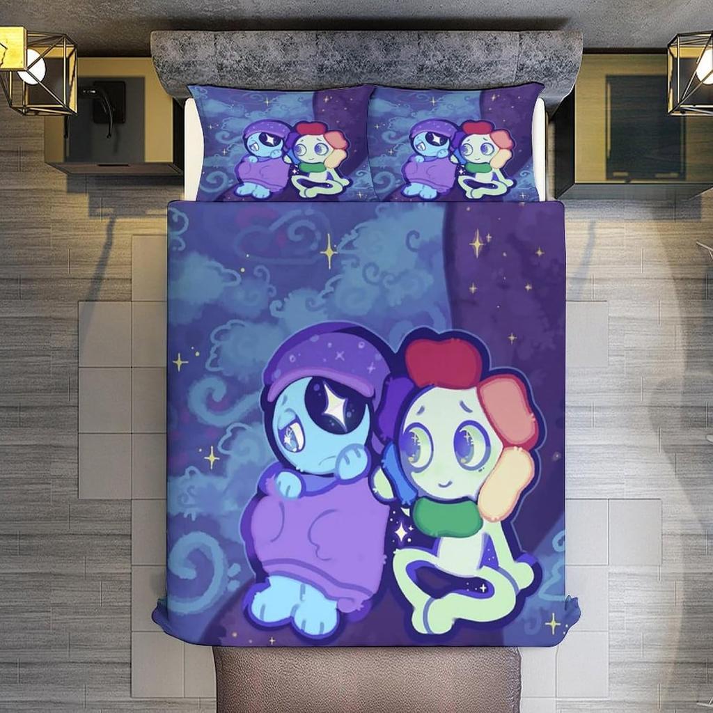 D-Dandy's World Bedding Set 3D Printed Anime Duvet Cover Set with Pillowcases Boy Teens Girl Birthday Gift Soft Cute Bedclothes