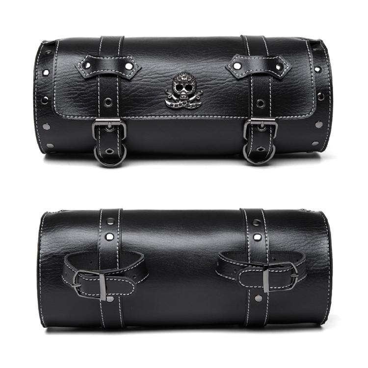 Skull Pattern PU Storage Pouch Motorbike Tool Bag Motorcycle Front Bag Front Fork Handlebar Bag Saddlebag
