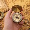 Outdoor Camping Compass Portable Pocket Brass Golden Compass for Hiking Camping Luminous Retro Compass Military Navigation Tool
