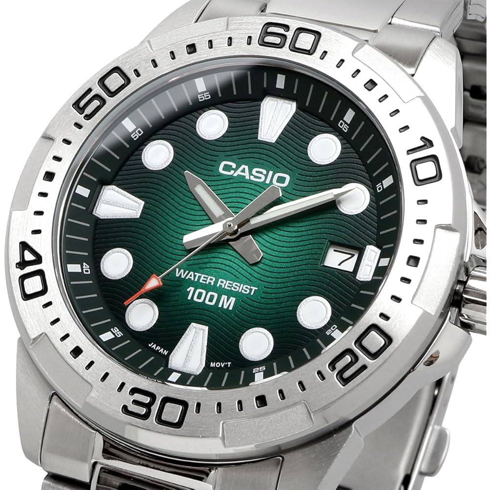 Casio Standard Analog Quartz Men's Watch MTD-140D-3AV Metal Band Green Overseas Model