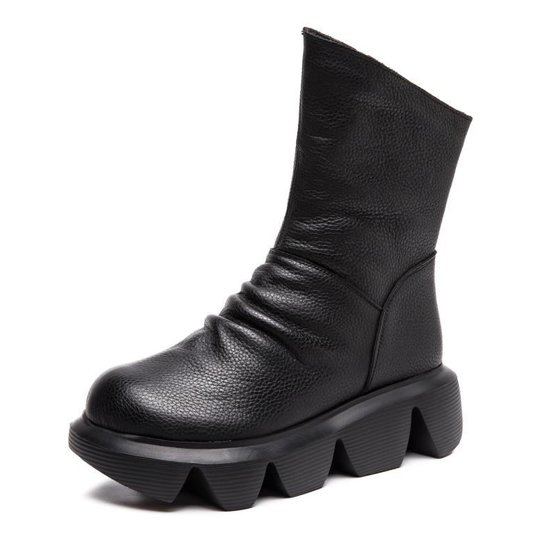 

Модні черевики до щиколотки GKTINOO Жіночі З натуральної коров ячої шкіри Чоботи-платформа Застібка-блискавка збоку М які Зручні Осінні Зимові Жіноче взуття Ручної роботи 235