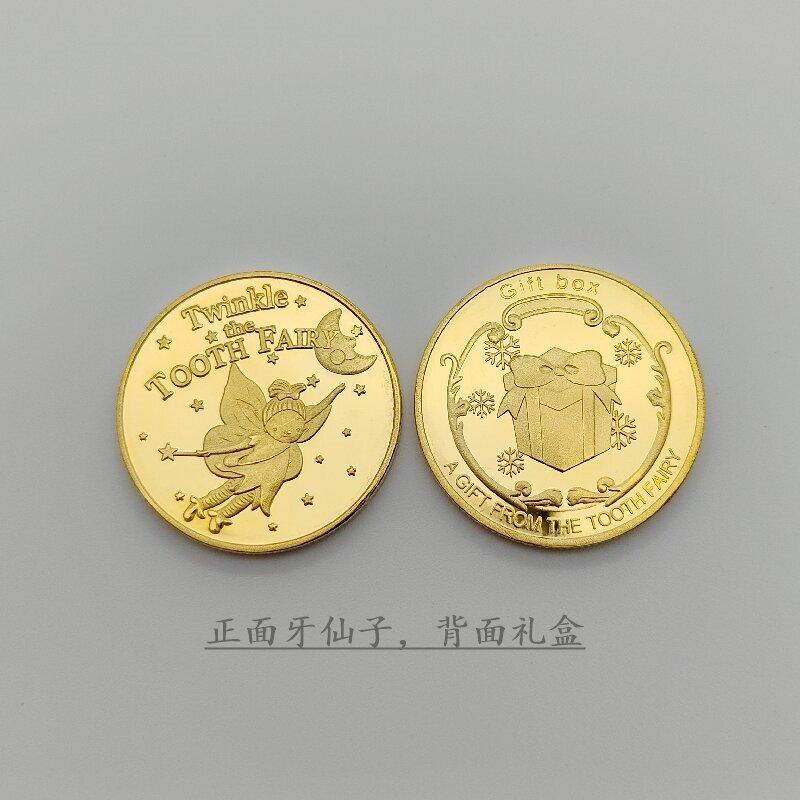 Dental Creative Tooth Fairy Shape Commemorative Coin Gold Plated Souvenir Coin for Children Kids Baby Dentistry Clinic Gifts