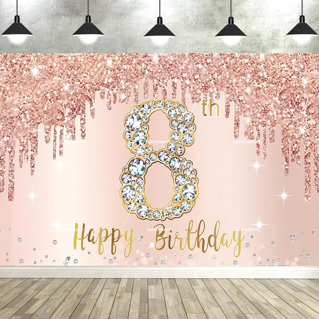 Rose Gold Glücklicher 18. Geburtstag Party Hintergrund Glitzer Diamant Geburtstag Hintergrund Mädchen Süß Geburtstagsparty Banner Fotografie