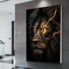 AA Klassische Vintage Tier Wandkunst Schwarz Gold Hellfarbig Löwe HD Leinwand Gedrucktes Poster Haus Wohnzimmer Schlafzimmer Dekoration