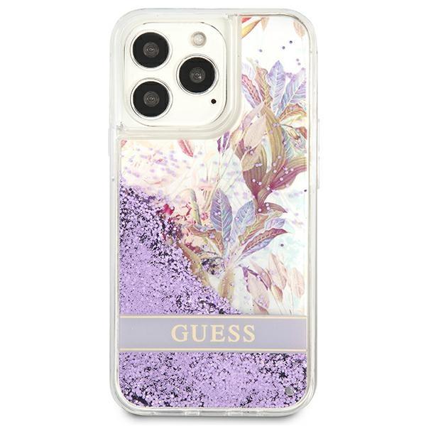 Guess Guhcp13Llflsu Iphone 13 Pro / 136,1 Fioletowy/Purple Hardcase Flower Liquid Glitter