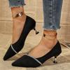 Fashion High Heel Pointed Toe Women's Shoes French Style Fairy Thin Heels Casual Rhinestone Spring Autumn New Model Pumps Sandals