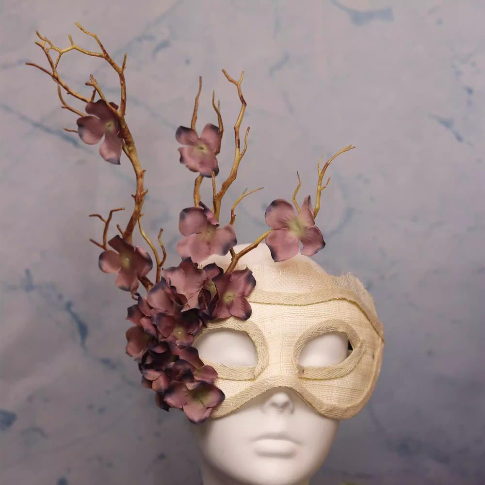 Maskenballmaske für Damen Venezianische Masken Weihnachten Damen Blumen Halbgesichtsmasken Augenmaske Cosplay Spitze Blumenastmaske
