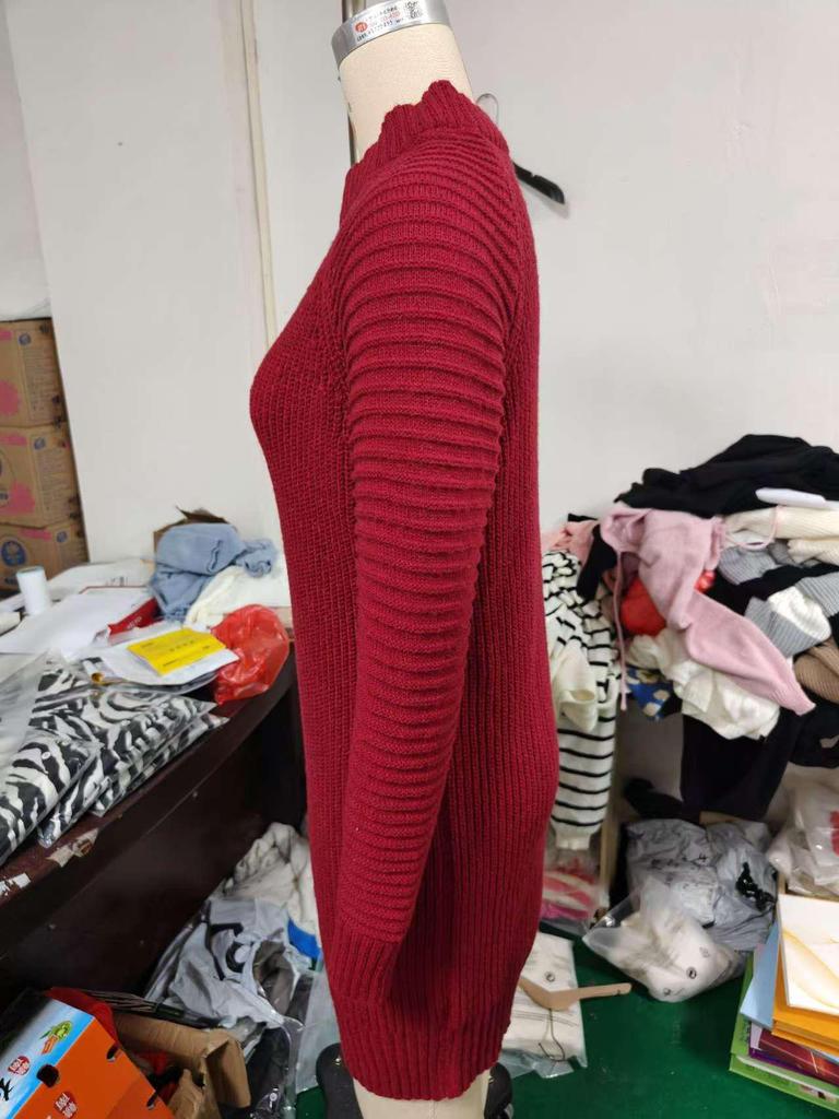 2024 Höst/Vinter Höghalsad Tröjklänning: Damstickad med lång ärm i europeisk och amerikansk stil