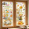 Thanksgiving Party Decor 4 Sheets Autumn Harvest Static Window Stickers, Maple Leaves Pumpkins Scarecrow Pickup Truck Decorative PVC Film Decals,