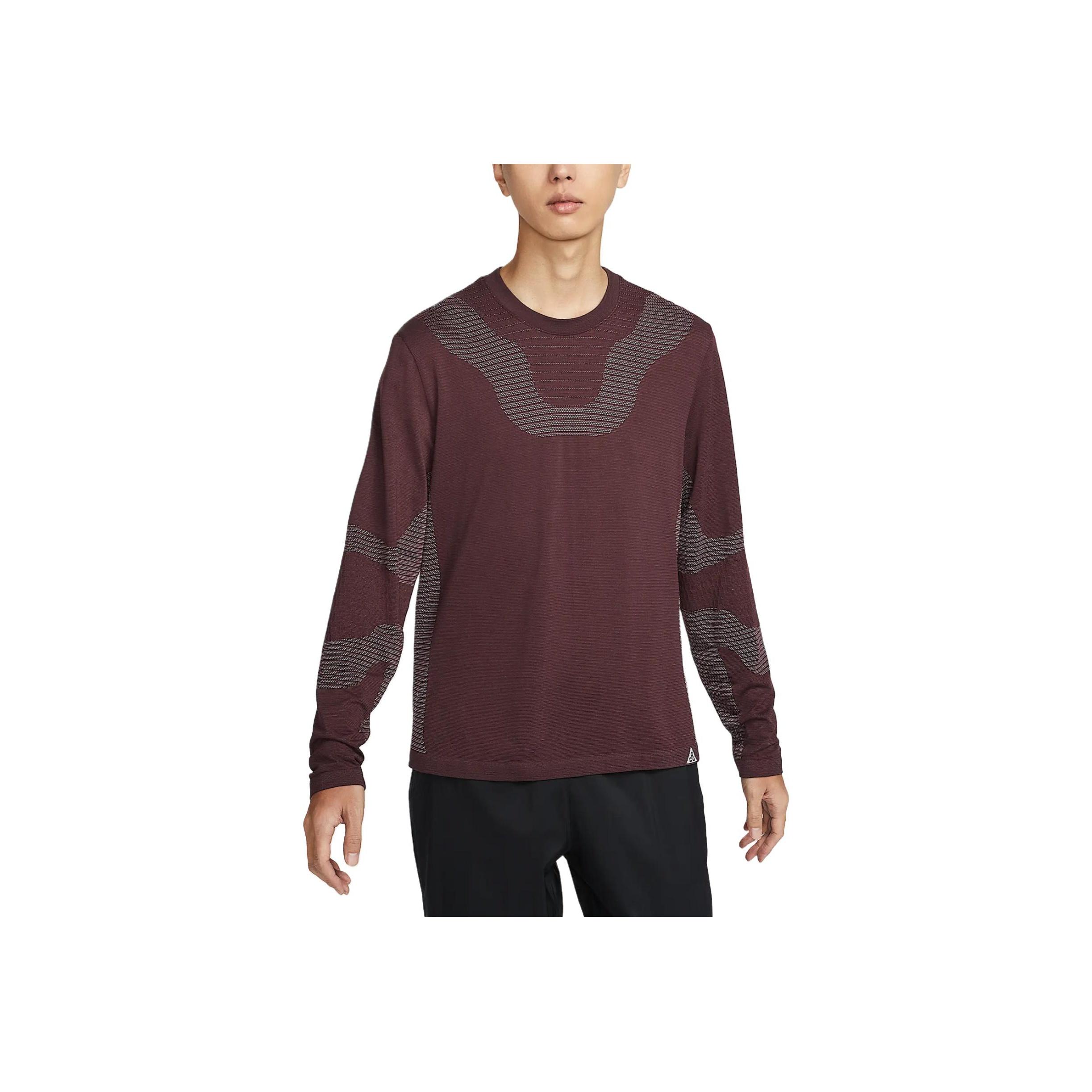 

Nike ACG Dri-Fit Adv Удобная мягкая быстросохнущая футболка с круглым вырезом и длинным рукавом для мужчин, цвет яркий розовый FV8907-652