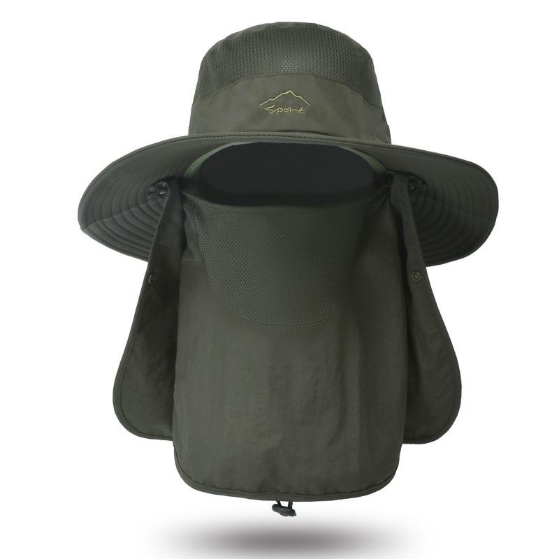 

Unisex Quick-Dry Sunscreen Fishing Hat with Breathable Face Cover 9073 армия зеленый