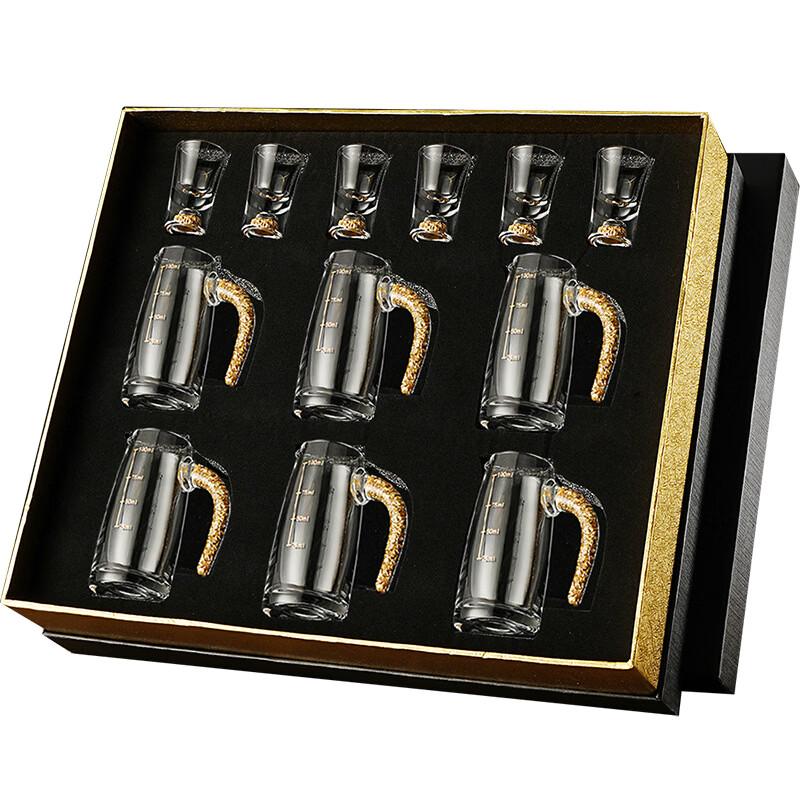 Set Decanter e Bicchierini da Shot Baijiu in Foglia d'Oro