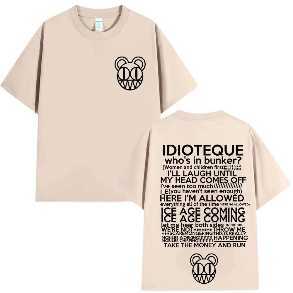 Rapper Radiohead 100 Cotton Mens Shirt Loose Fit Pop Music Album Pattern Summer Womens Y2K HipHop Retro Street TShirt