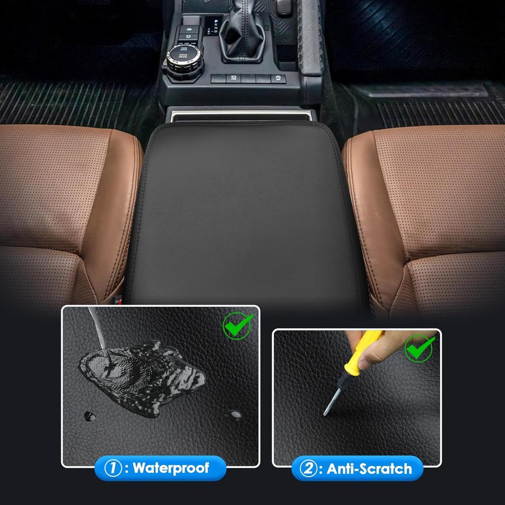 2025 4Runner Center Console Cover for Toyota 4Runner (SR5/TRD Sport/TRD Off-Road/Limited/Platinum/TRD Pro/Trailhunter), Waterproof &Comfy Leather