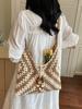 2026 Cotton Rope Two-Tone Hand-Woven Tote: Everyday Casual and Versatile Beach Vacation Shoulder Bag