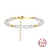 Elegant Gold Beads with Cultured Freshwater Pearl Bead 925 Sterling Silver Bracelet Jewelry Factory