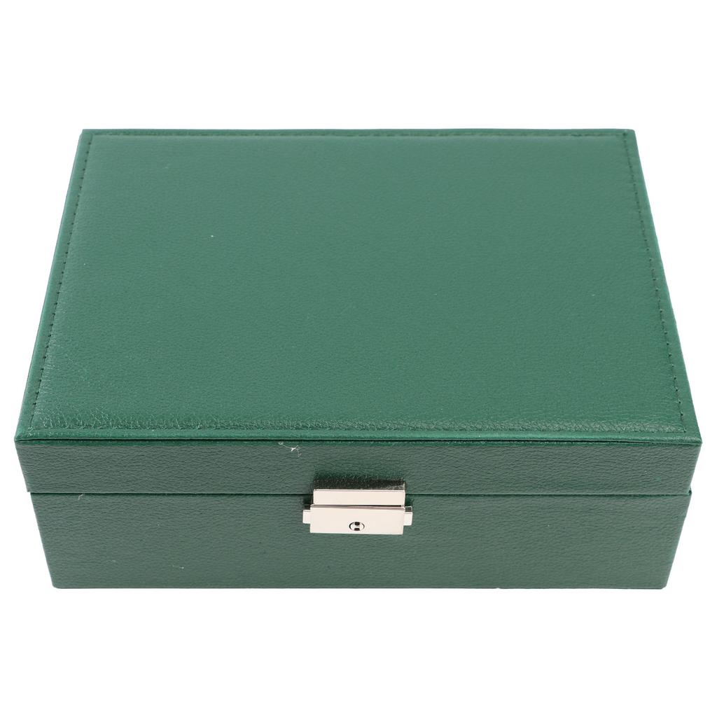 Double Layer Jewelry Storage Case with Lock Travel PU Leather Jewelry Organizer Holder for Ring Earrings Necklace