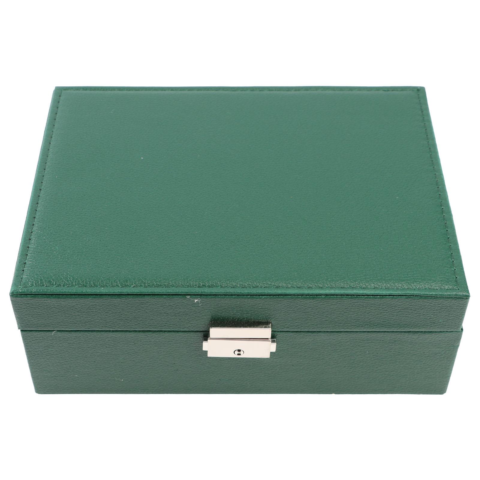 

Double Layer Jewelry Storage Case with Lock Travel PU Leather Jewelry Organizer Holder for Ring Earrings Necklace