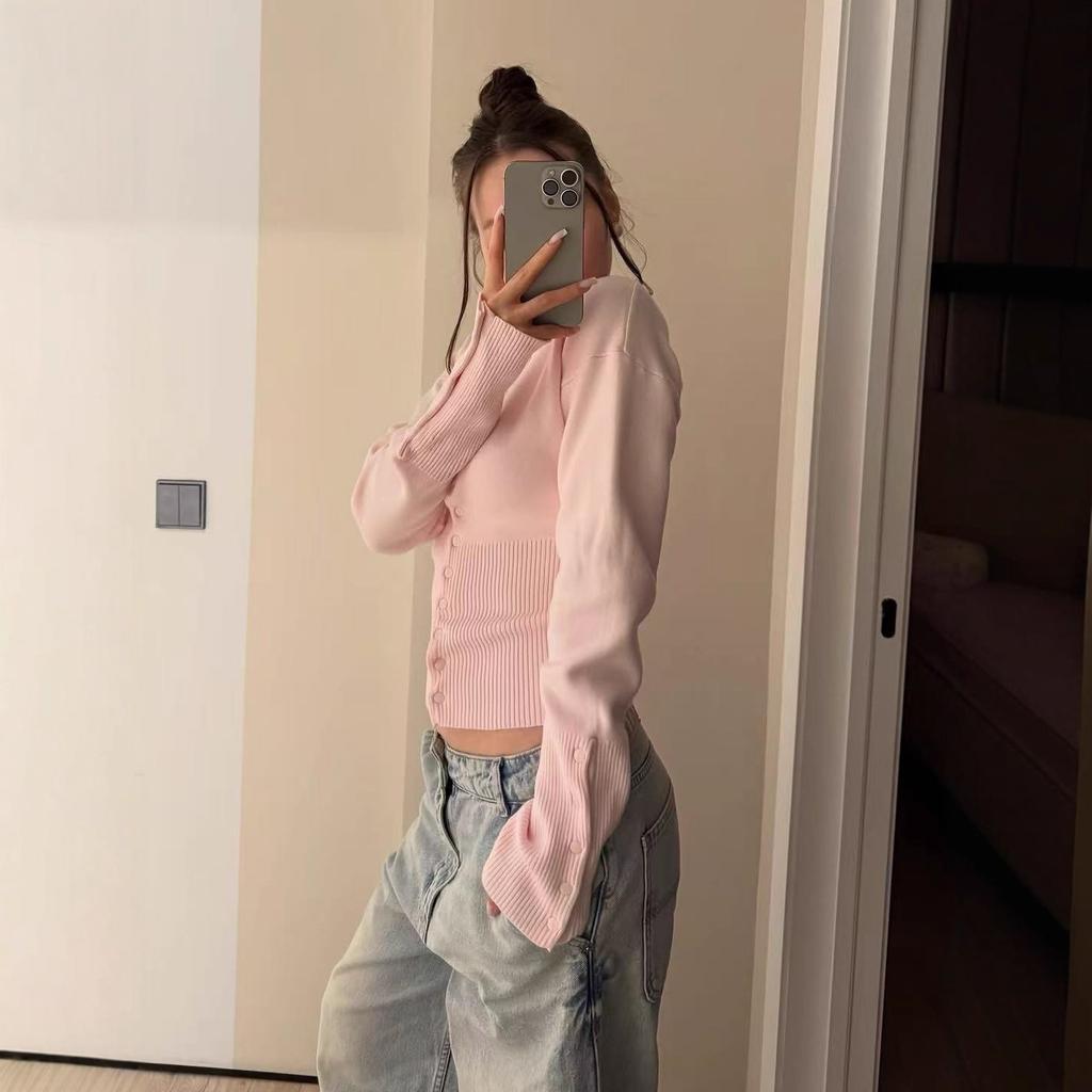 Knit Button Front Long Sleeve Cardigan Sweater