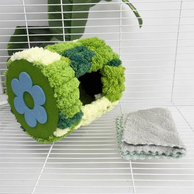 Winter Thickened Warm Parrot Nest Cylinder Design Colorful Bird Cage House with Pads Flannel Hanging Hammock Bird Cage