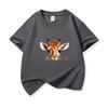 Kids Cotton T Shirt Cute Peeking Giraffe Print Crew Neck Short Sleeve Tee Casual Breathable Boys Girls Summer Tops