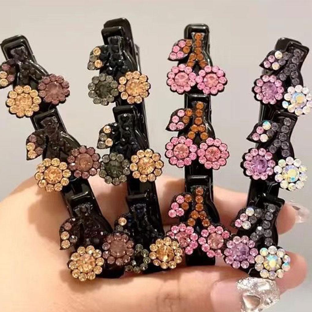 4pack/lot Fashionable Womens Broken Hair Clip Crystal Stone Decoration Anti Slip Hair Clip Side Clip