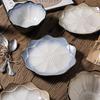 European Lotus Ceramic Irregular Plate and Salad Bowl Set