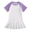 Korean Summer Cartoon Pleated Dress for Girls - Short Sleeve Color Block Skirt Style