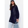 Navy Blue Openwork Knitwear Sweater Tctaw22ak0089