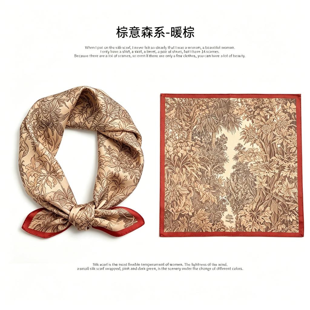 [111 Mulberry Silk] Spring and Autumn Versatile Colorful Scarf Small Scarf Silk Scarf 11cm Small Square Scarf Women
