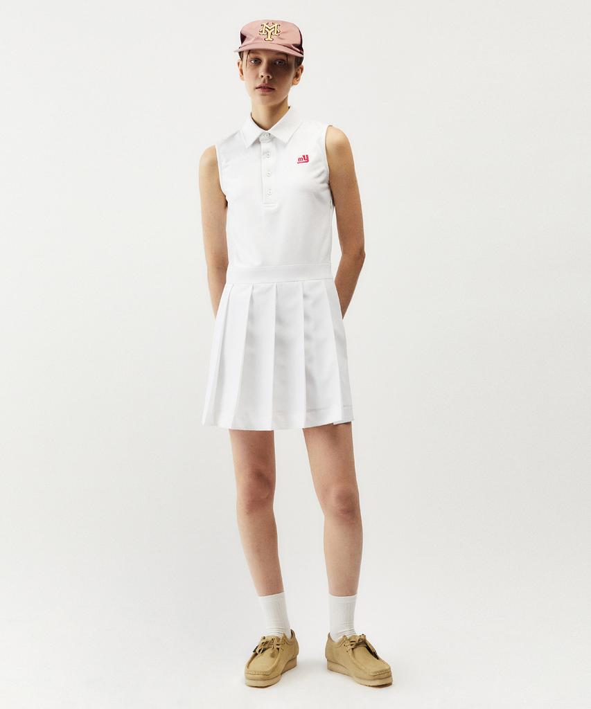 Mayol Logo Embroidered Pleated Dress_White