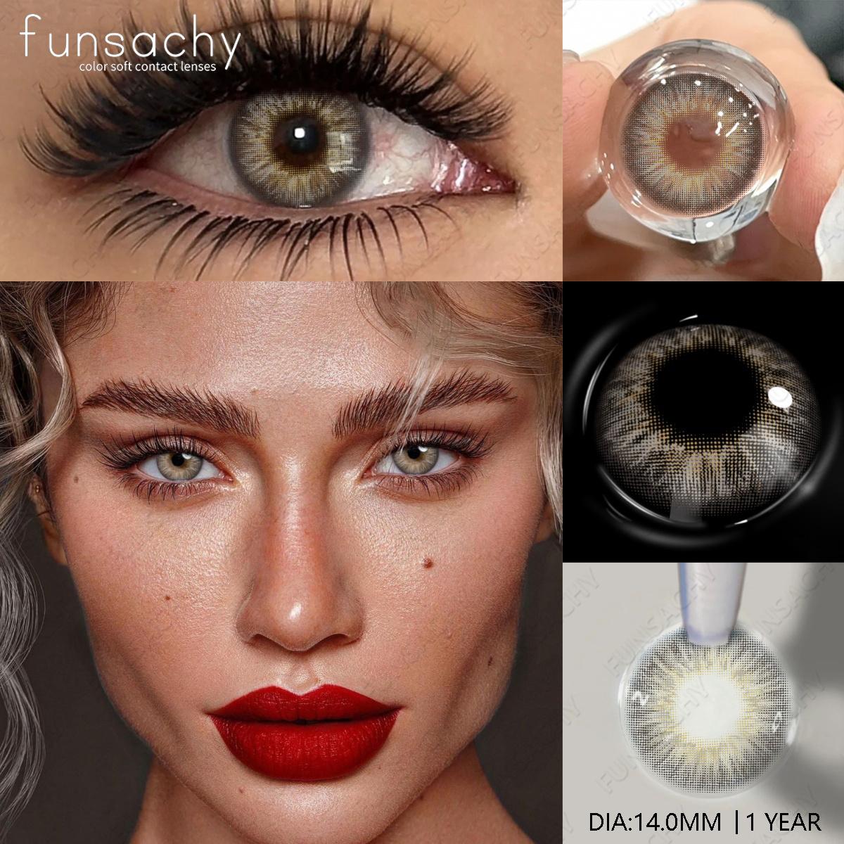 

FUNSACHY Новые цветные контактные линзы для глаз 1 пара коричневых натуральных линз для глаз Косметика Красота Ученики Ежегодно Y2K Голубые контактные линзы для глаз