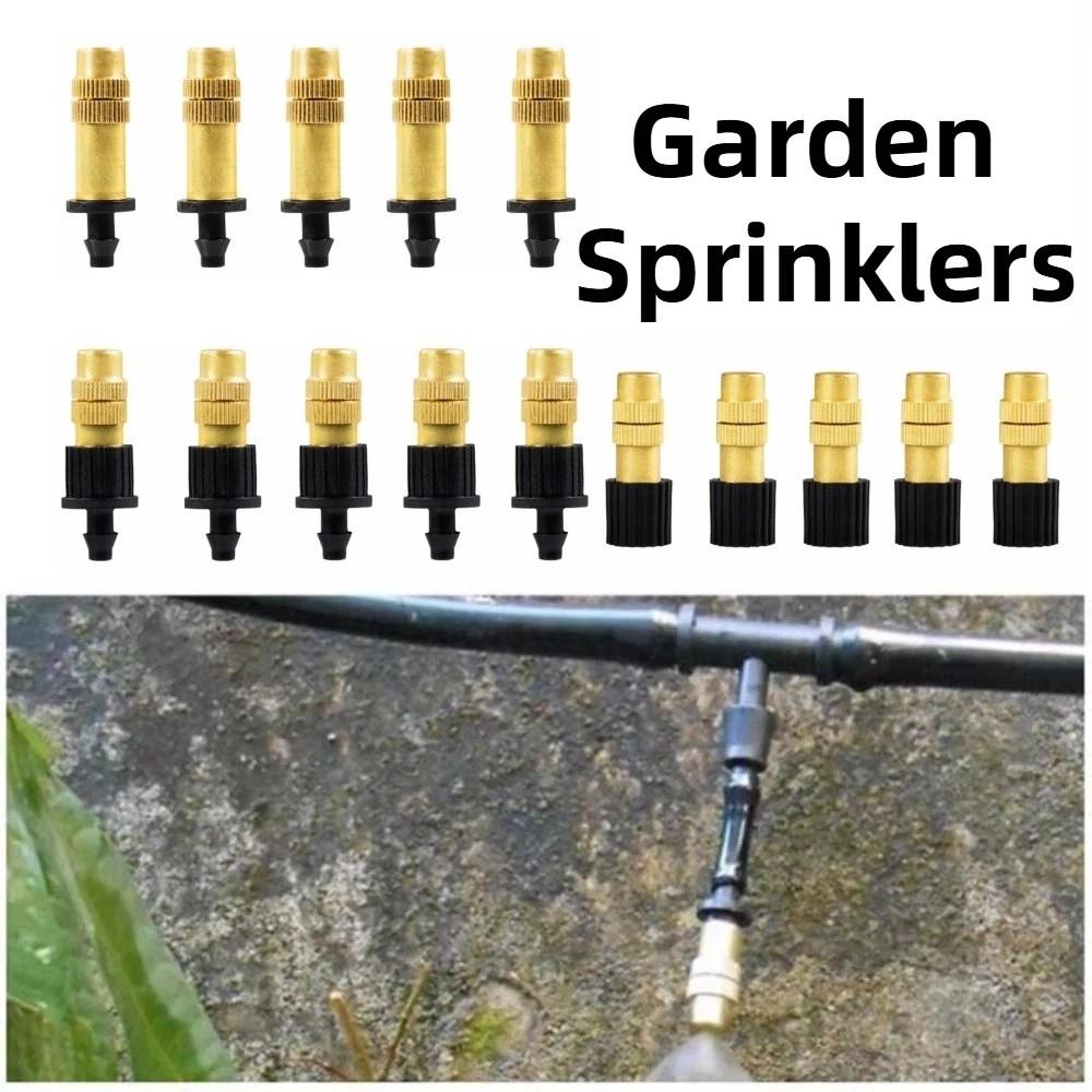 10Pcs Adjustable Spray Misting Nozzles Atomizing Design 4/7mm Hose Atomizer Nozzle Brass Construction Garden Sprinklers