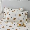 Cute Bear 100% Cotton Duvet Cover Cartoon Theme Bedding Set Kawaii Animal Comforter Cover Heart Print Bed Sets with 2 Pillowcase
