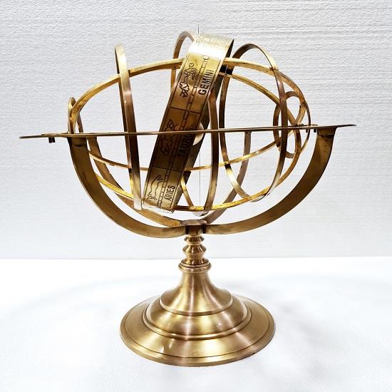 Nautical Big Brass Armillary Sphere World Globe Rosewood Base Home Decorative