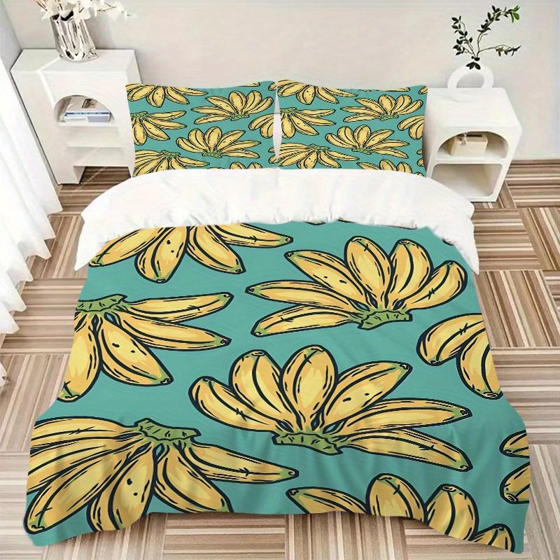 3pcs Banana Pattern Bedding Set, Breathable and Soft, Suitable for All Seasons, Ideal for Home Use, Suitable for Bedroom Decor 21115