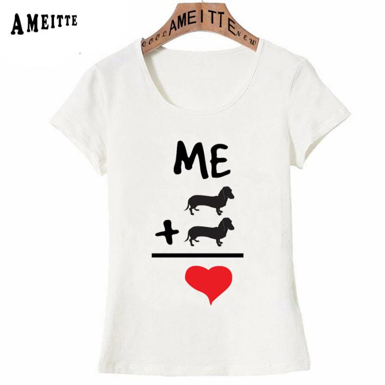 Summer Funny Women T Shirt Me Plus Two Dachshund Equals Love Printed T Shirt Casual