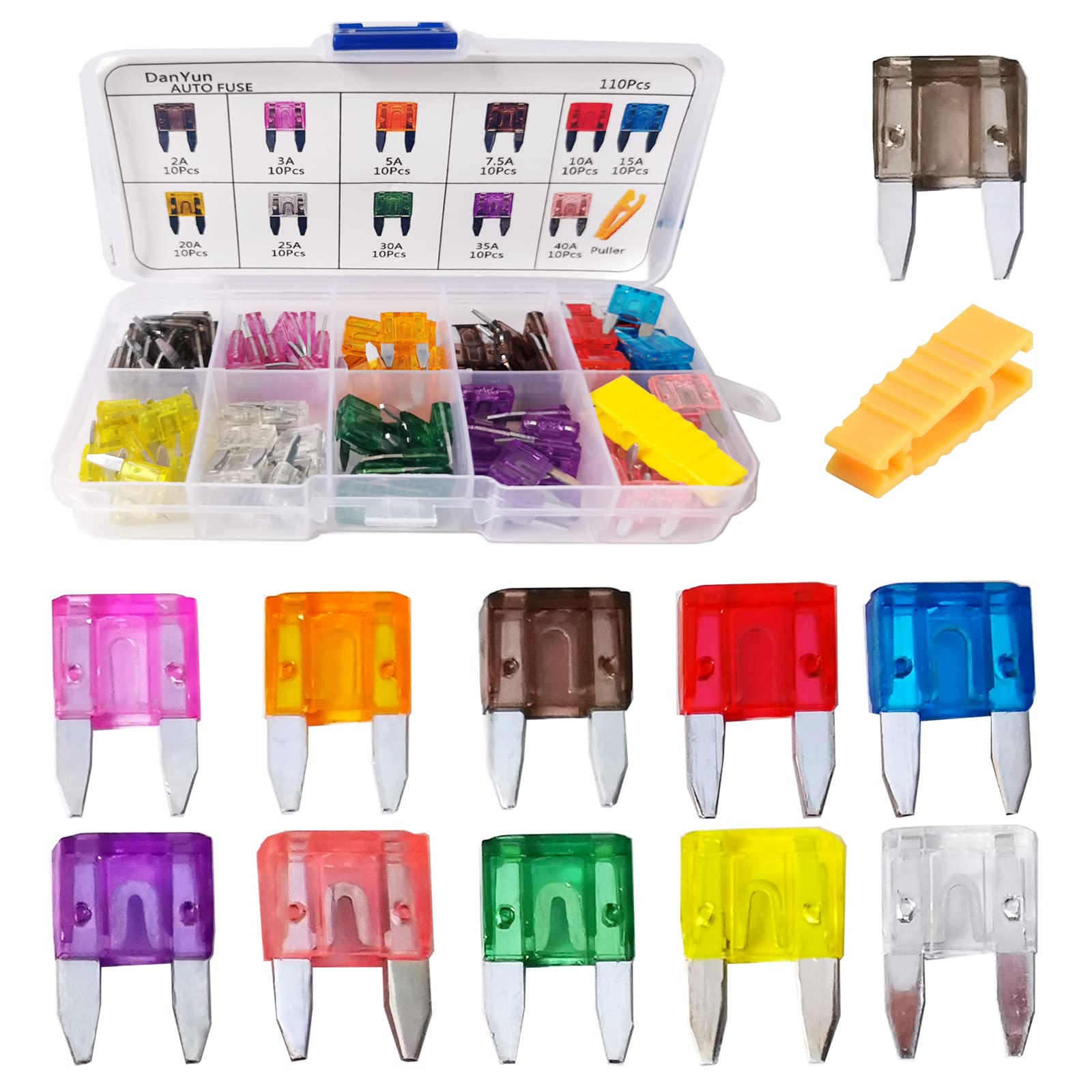 

DanYun 110 шт. Мини-плоский предохранитель Маленький предохранитель Автомобильный предохранитель 2A 3A 5A 7.5A