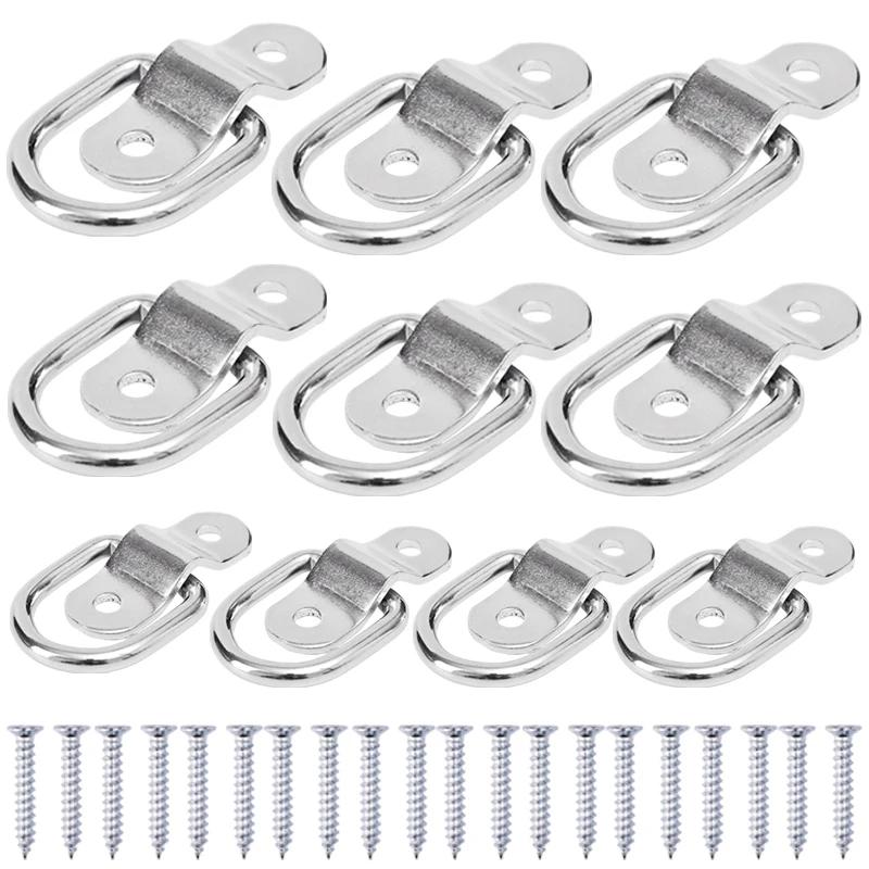 10/1Pcs D Rings Tie Down Anchors Ring Pull Hook Stainless Steel Lashing Ring Load Fit for Car Boat Cargo Trailer Vehicles RV Van