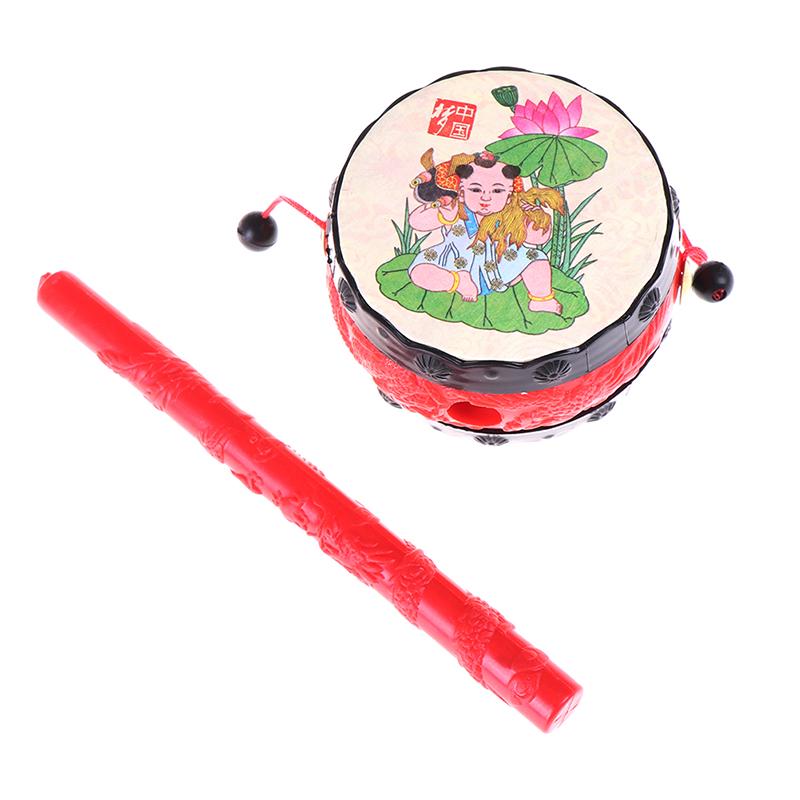 1PCS Baby Kids Cartoon Plastic Chinese Traditional Rattle Drum Spin Fun Toys Hand Bell Music Toys